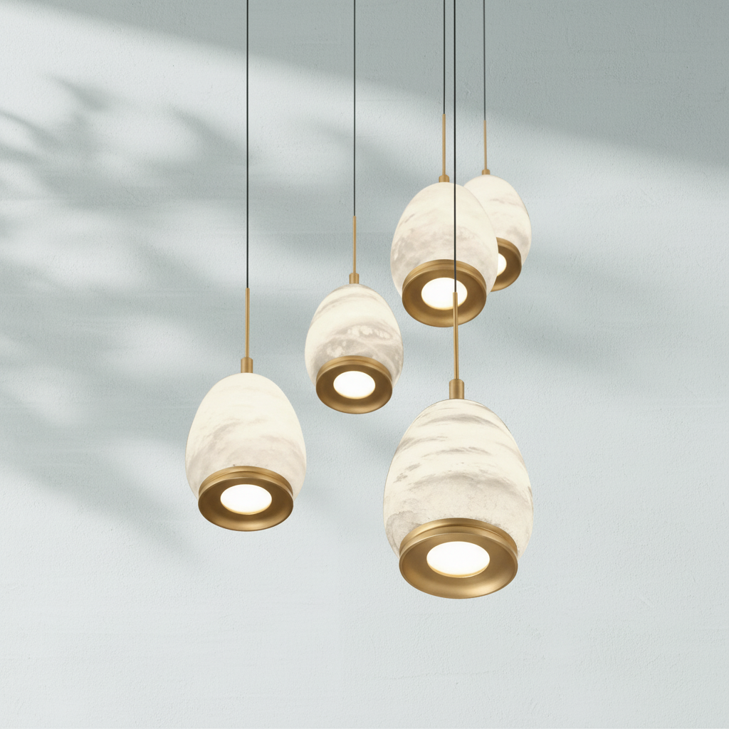 Luster Gaze Alabaster Aura Round LED Chandelier - Background Shot