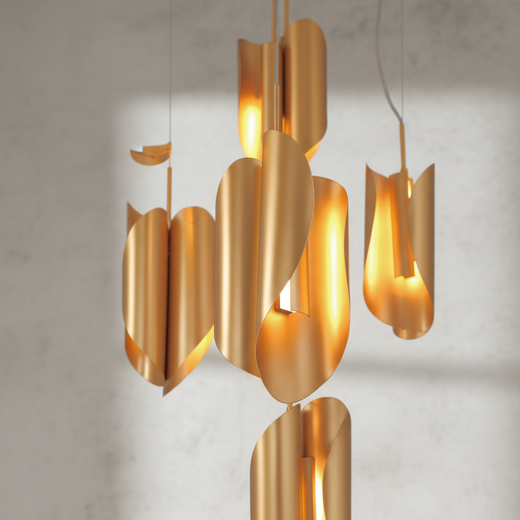 Luster Gaze Aura Petal Round LED Chandelier - Background Shot
