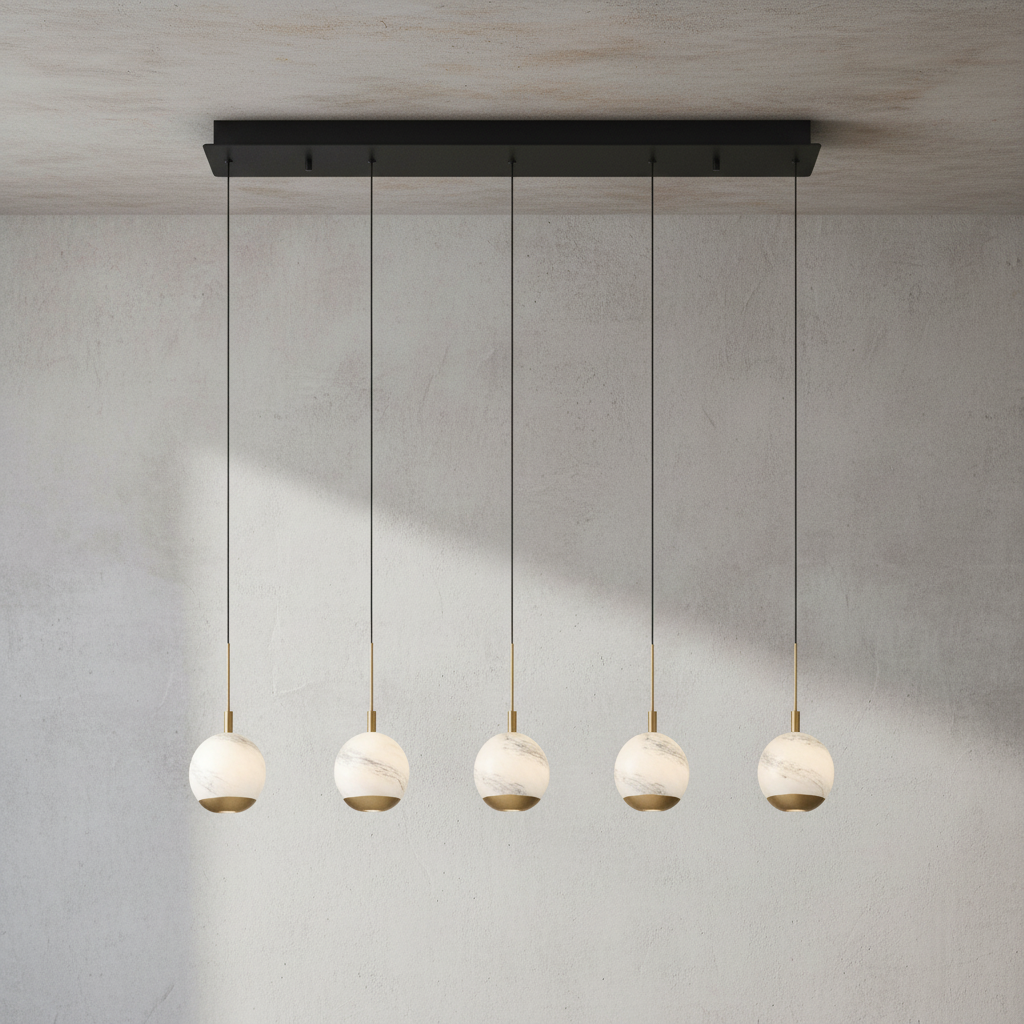 Luster Gaze Alabaster Bloom Linear LED Chandelier - Background Shot