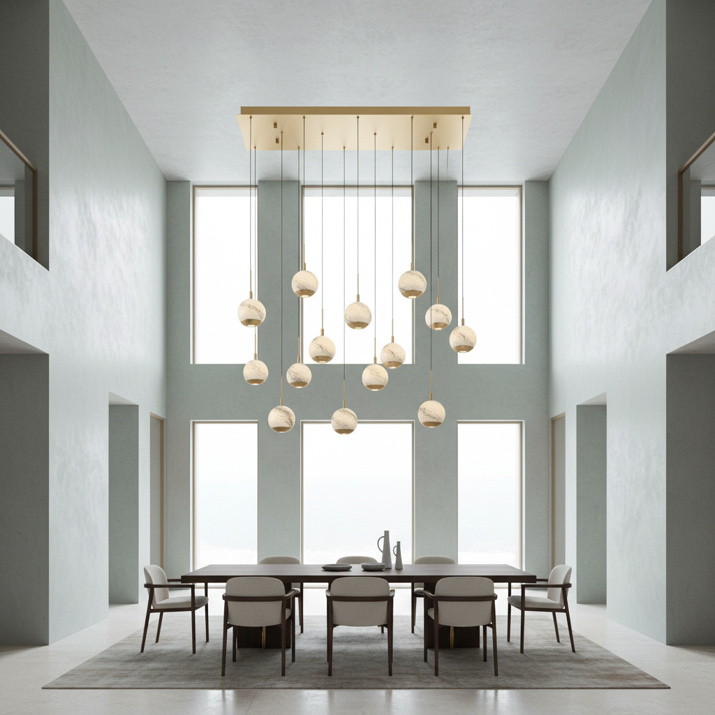 Luster Gaze Alabaster Bloom Linear LED Chandelier - Background Shot