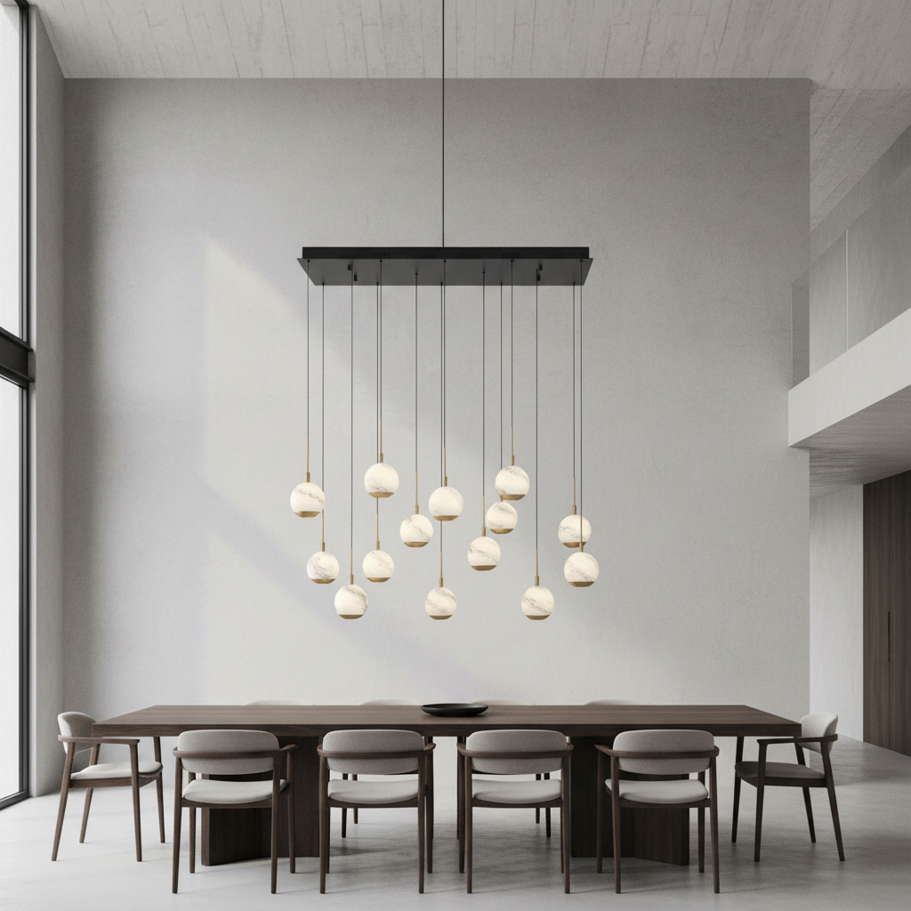 Luster Gaze Alabaster Bloom Linear LED Chandelier - Background Shot