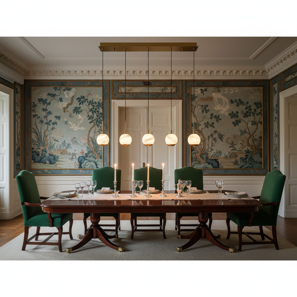 Luster Gaze Alabaster Bloom Linear LED Chandelier - formal American dining room