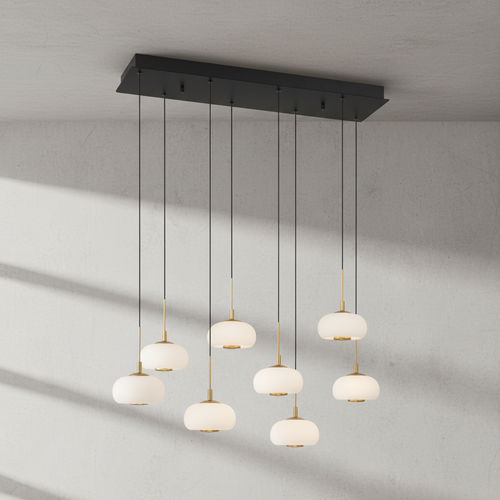Luster Gaze Nimbus Cascade 8-Light Rectangular LED Chandelier - Background Shot