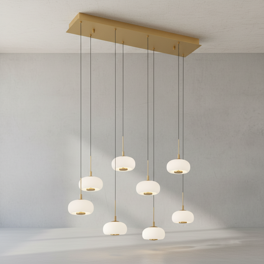Luster Gaze Nimbus Cascade 8-Light Rectangular LED Chandelier - Background Shot