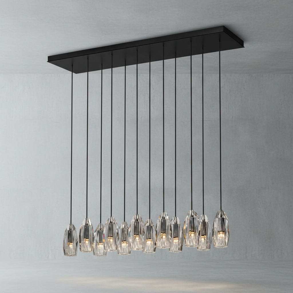 Luster Gaze Veridian Linear Chandelier - Background Shot
