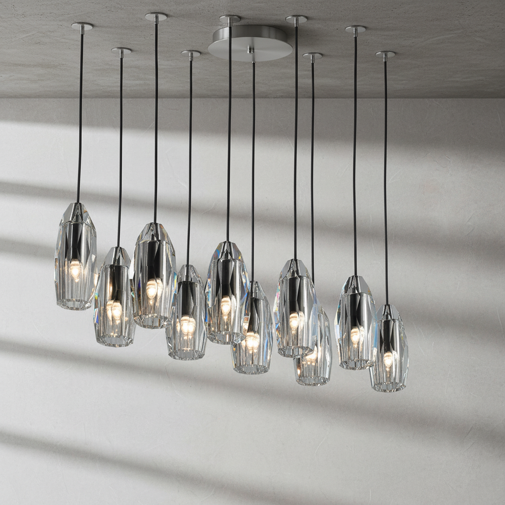 Luster Gaze Veridian Linear Chandelier - Background Shot