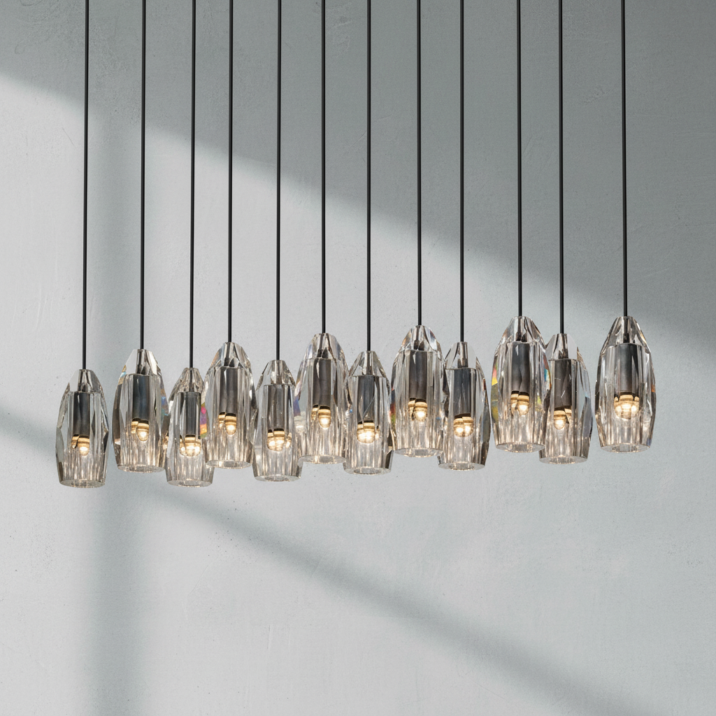 Luster Gaze Veridian Linear Chandelier - Background Shot