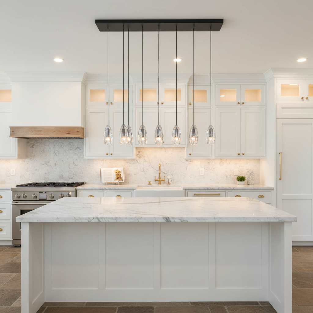 Luster Gaze Veridian Linear Chandelier - upscale American kitchen