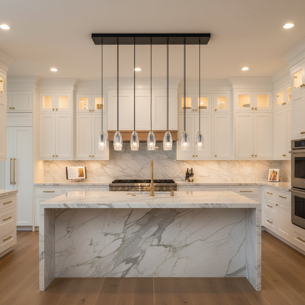 Luster Gaze Veridian Linear Chandelier - upscale American kitchen