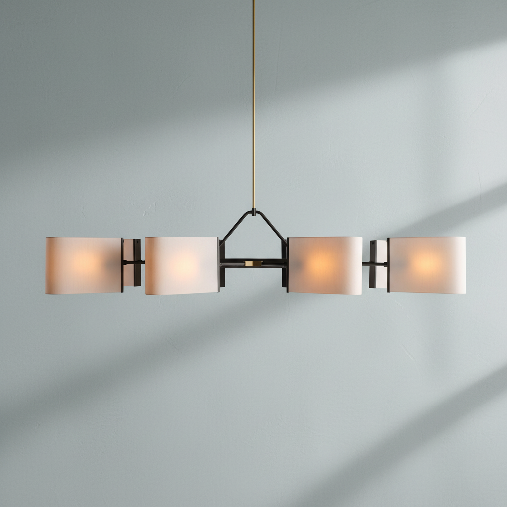 Luster Gaze Aura Linear Brass Chandelier - Background Shot