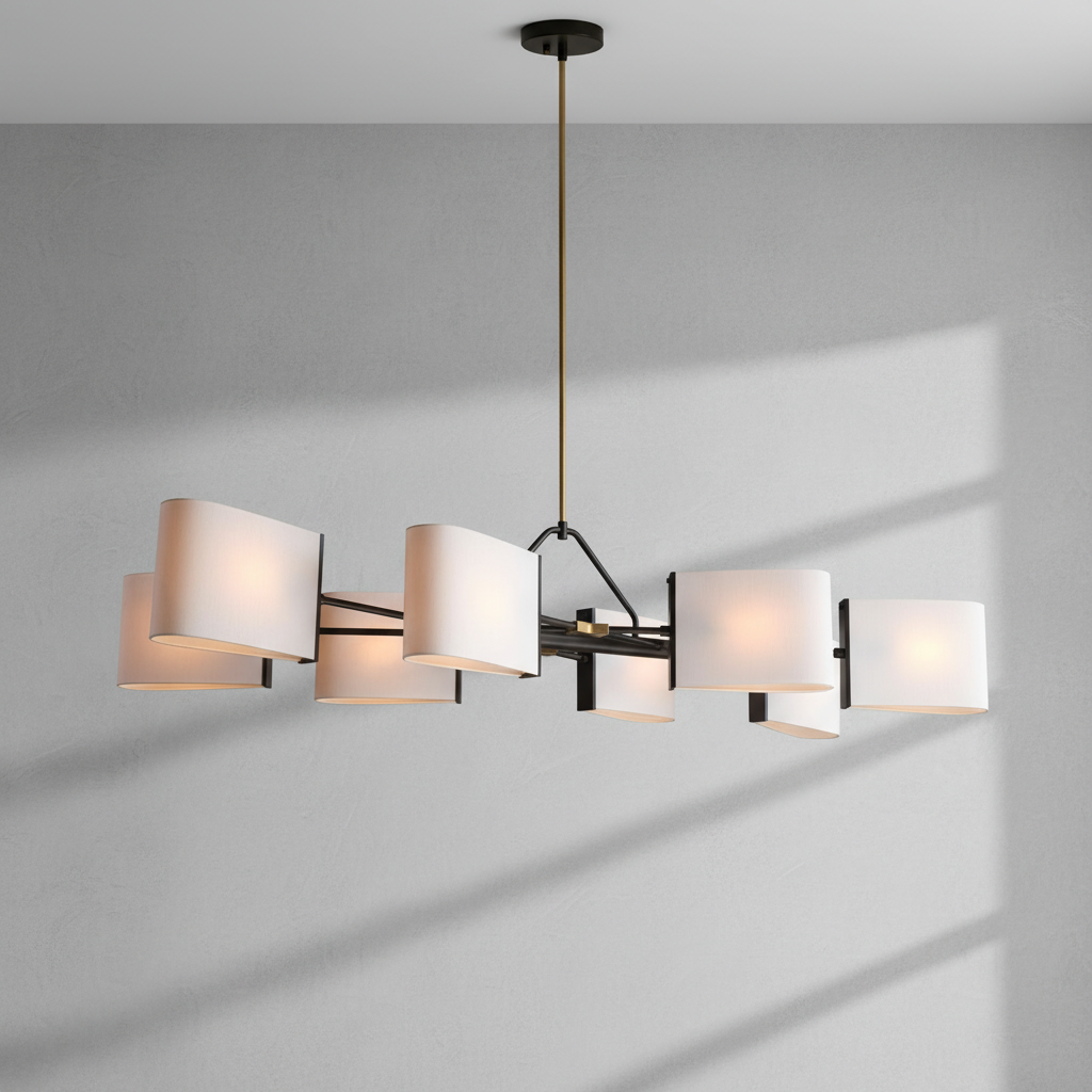 Luster Gaze Aura Linear Brass Chandelier - Background Shot