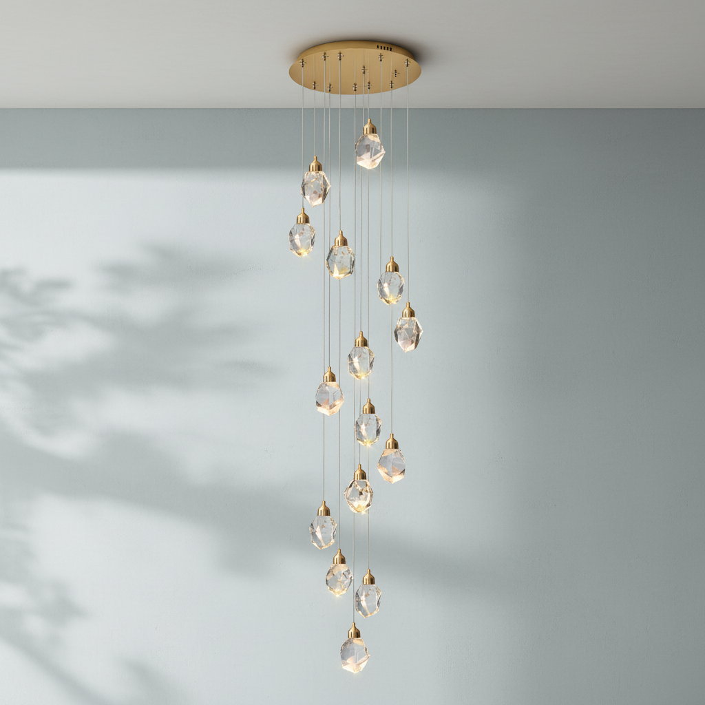 Luster Gaze Radiant Cascade Crystal Chandelier - Background Shot