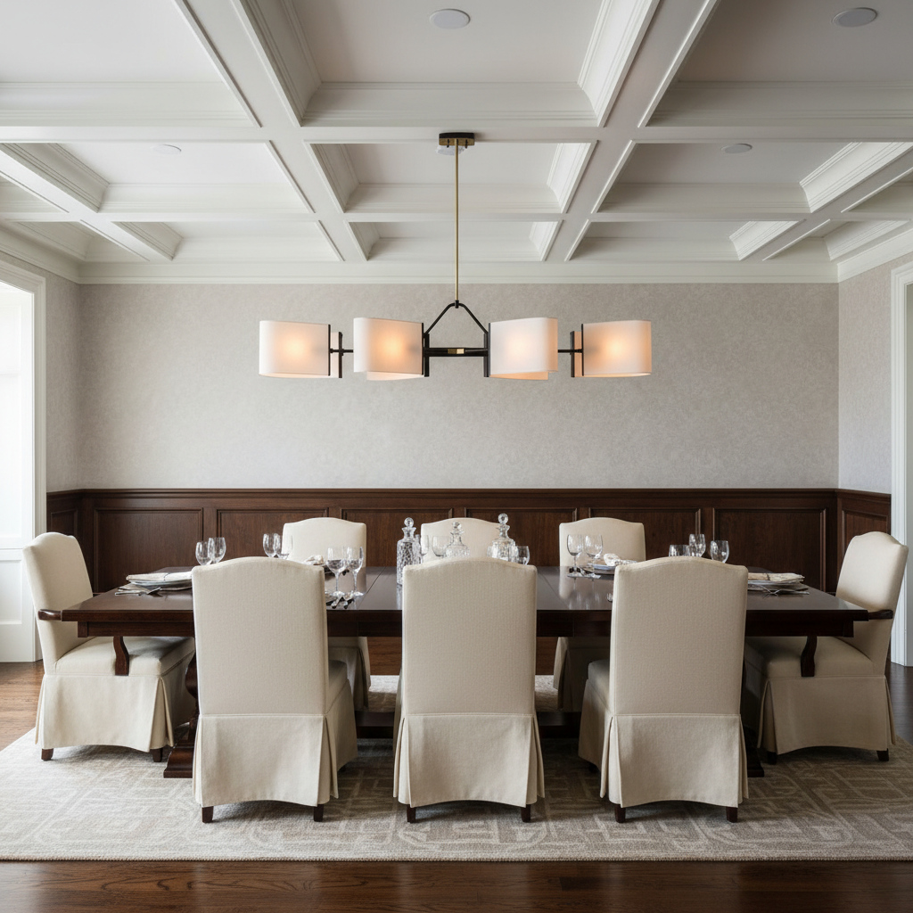 Luster Gaze Aura Linear Brass Chandelier - formal American dining room
