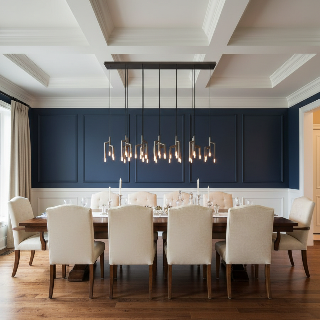 Luster Gaze Verdant Bloom Linear Chandelier - formal American dining room