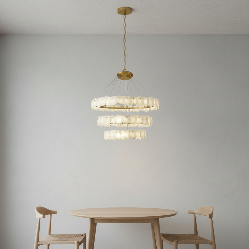 Luster Gaze Alabaster Aura Multi-Tier Round Chandelier - Background Shot
