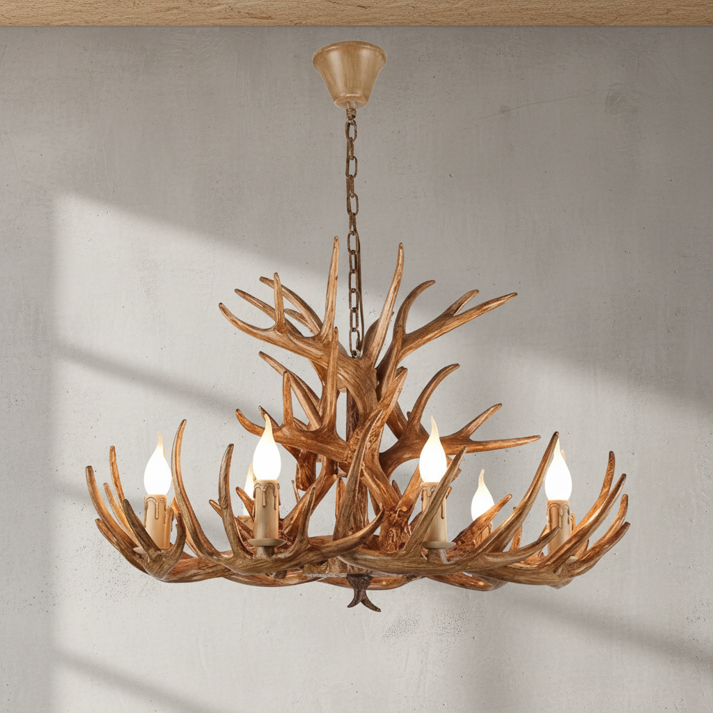Luster Gaze Rustic Antler Candelabra Chandelier - Background Shot