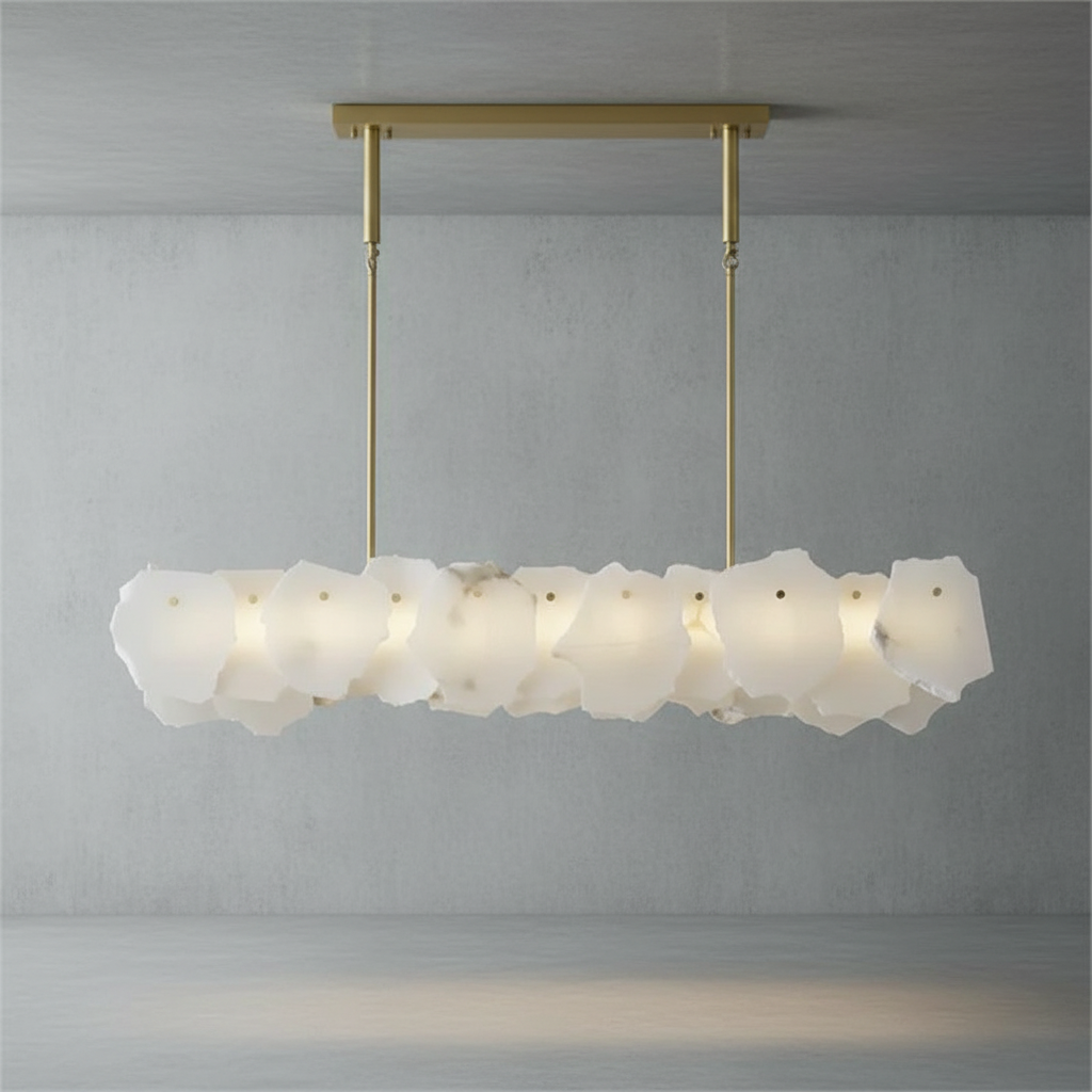 Luster Gaze Veridian Oval Alabaster Chandelier - Background Shot