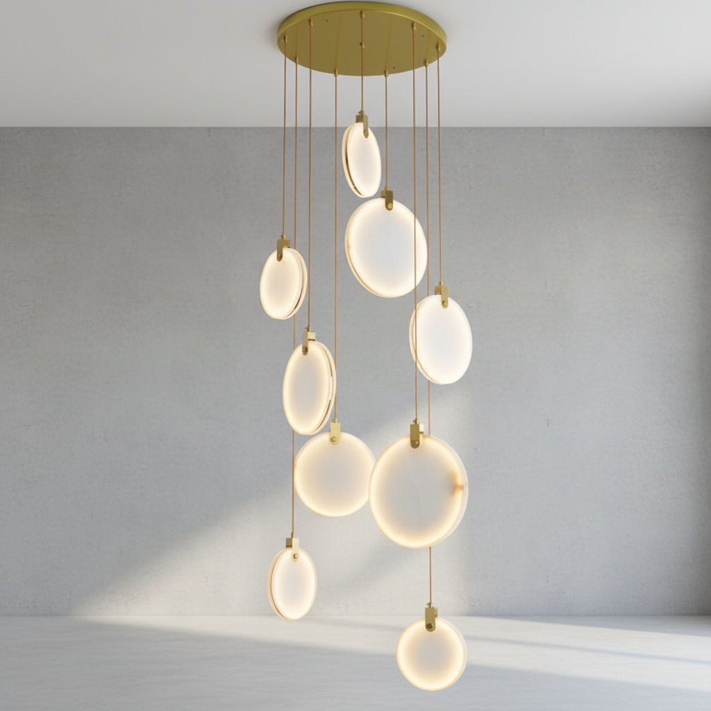 Luster Gaze Veridian Cuboid Alabaster Chandelier - Background Shot