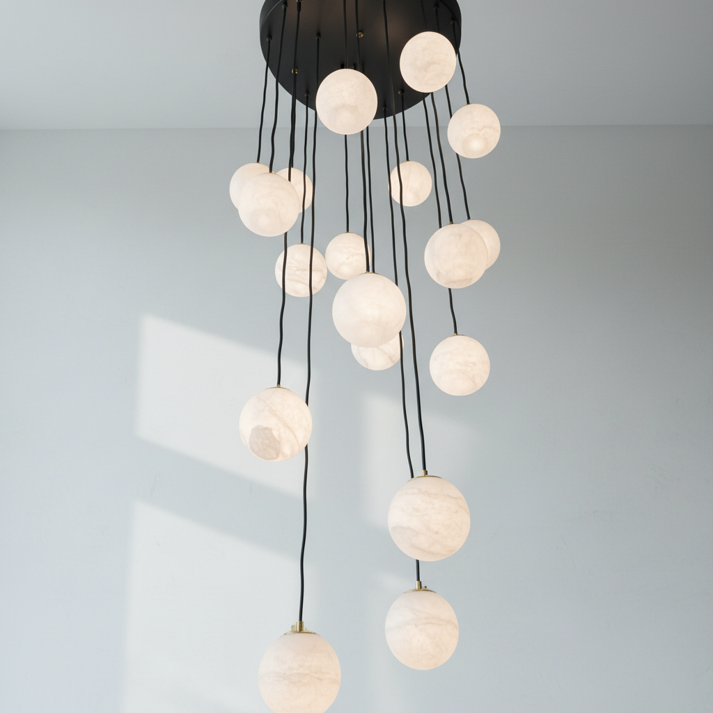 Luster Gaze Celestial Alabaster Sphere Multi-Pendant Chandelier - Background Shot