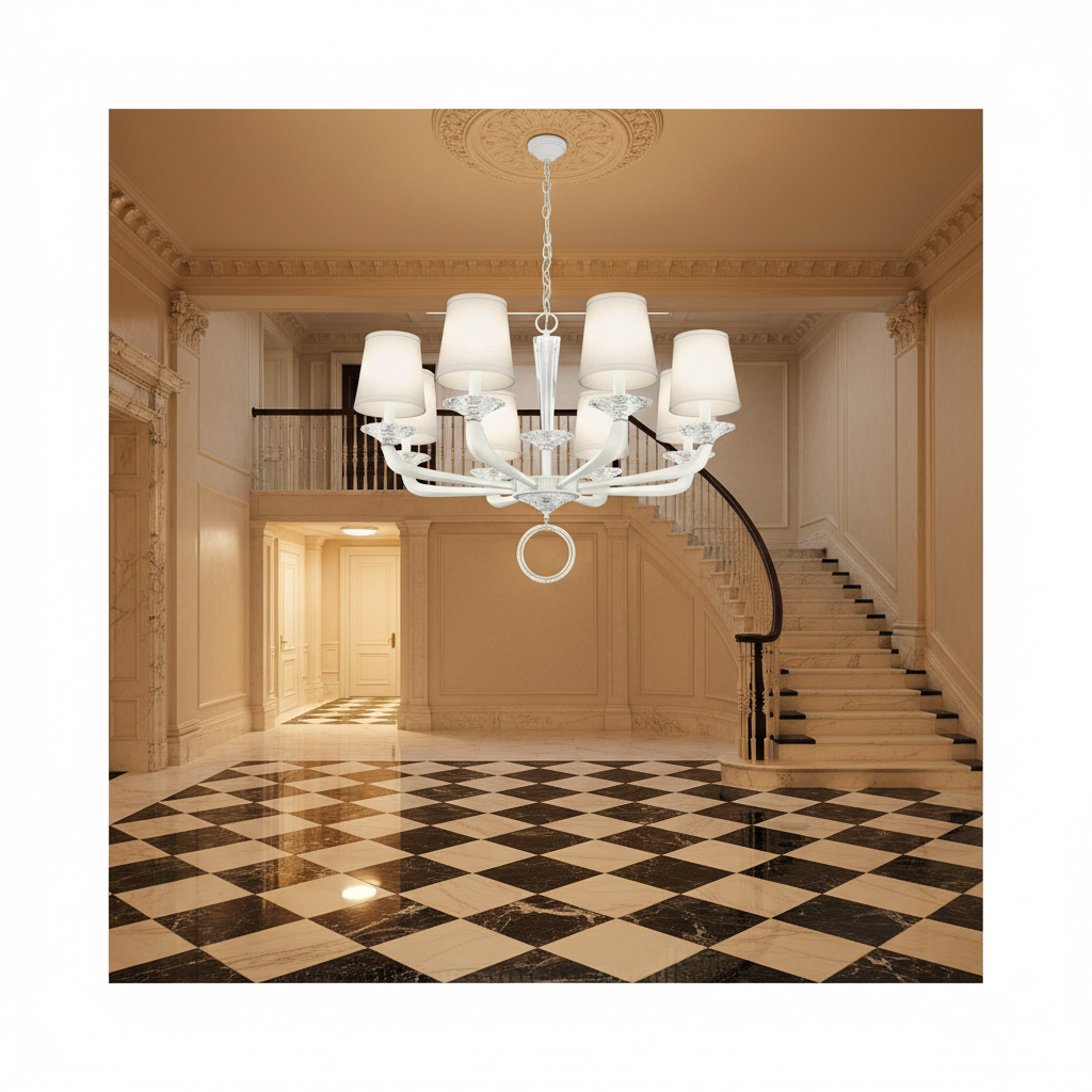 Luster Gaze Grand Lumina Cast Arm Chandelier - grand American estate foyer