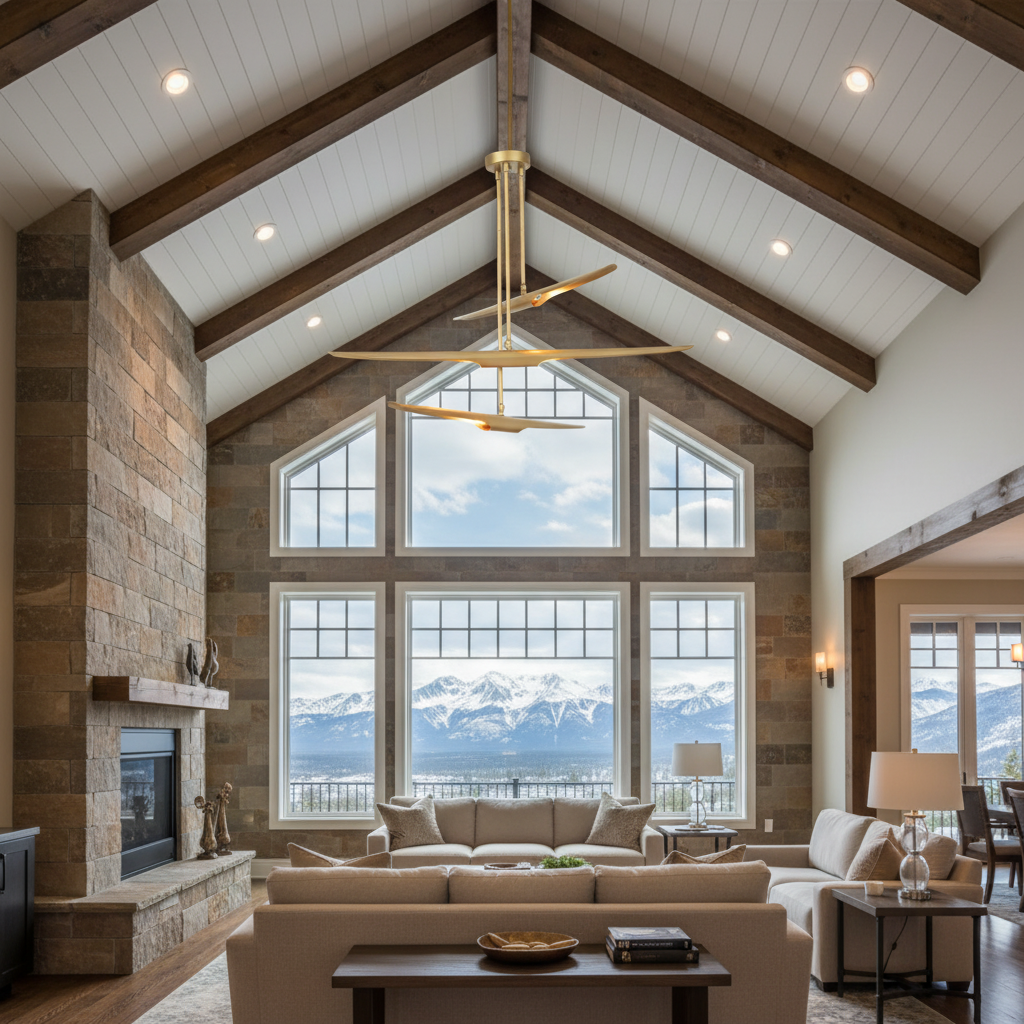 Luster Gaze Aeroform Triple-Tier Chandelier - luxury American great room with cathedral ceiling