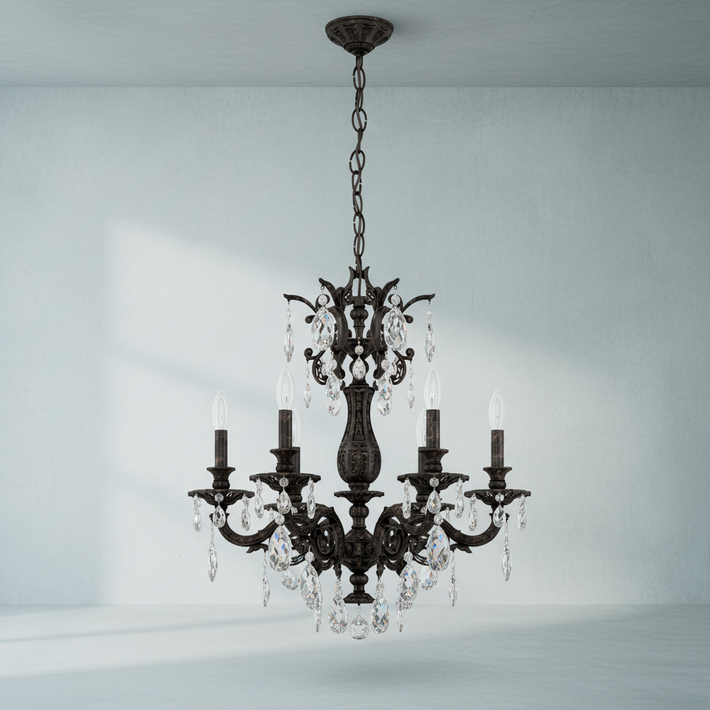 Luster Gaze Regal Grandeur 6-Light Chandelier 24" - Background Shot