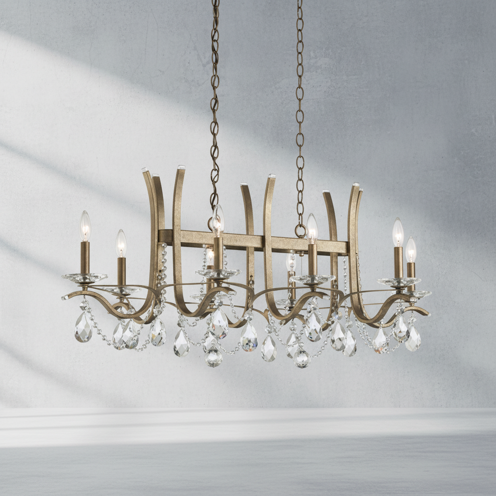 Luster Gaze Veridian Bloom Long Chandelier - Background Shot