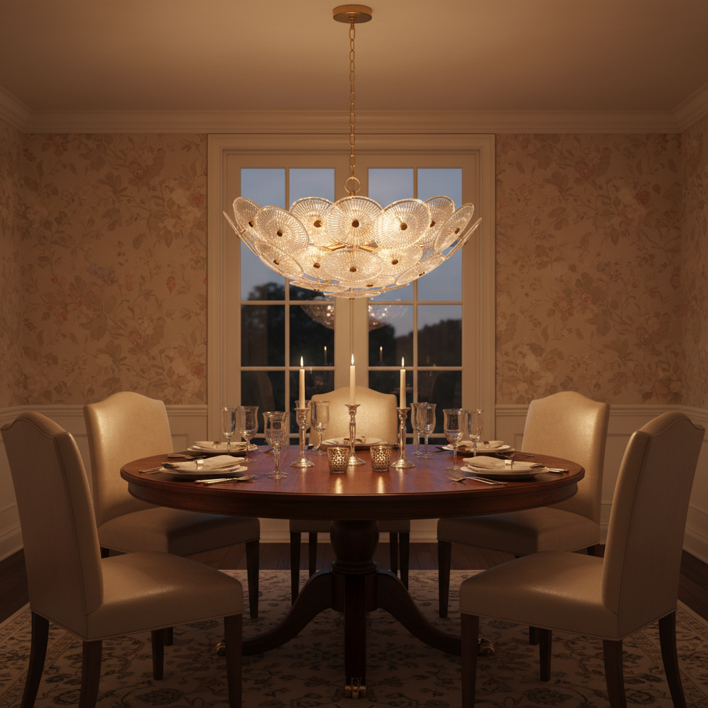 Luster Gaze Veridian Bloom Chandelier - formal American dining room