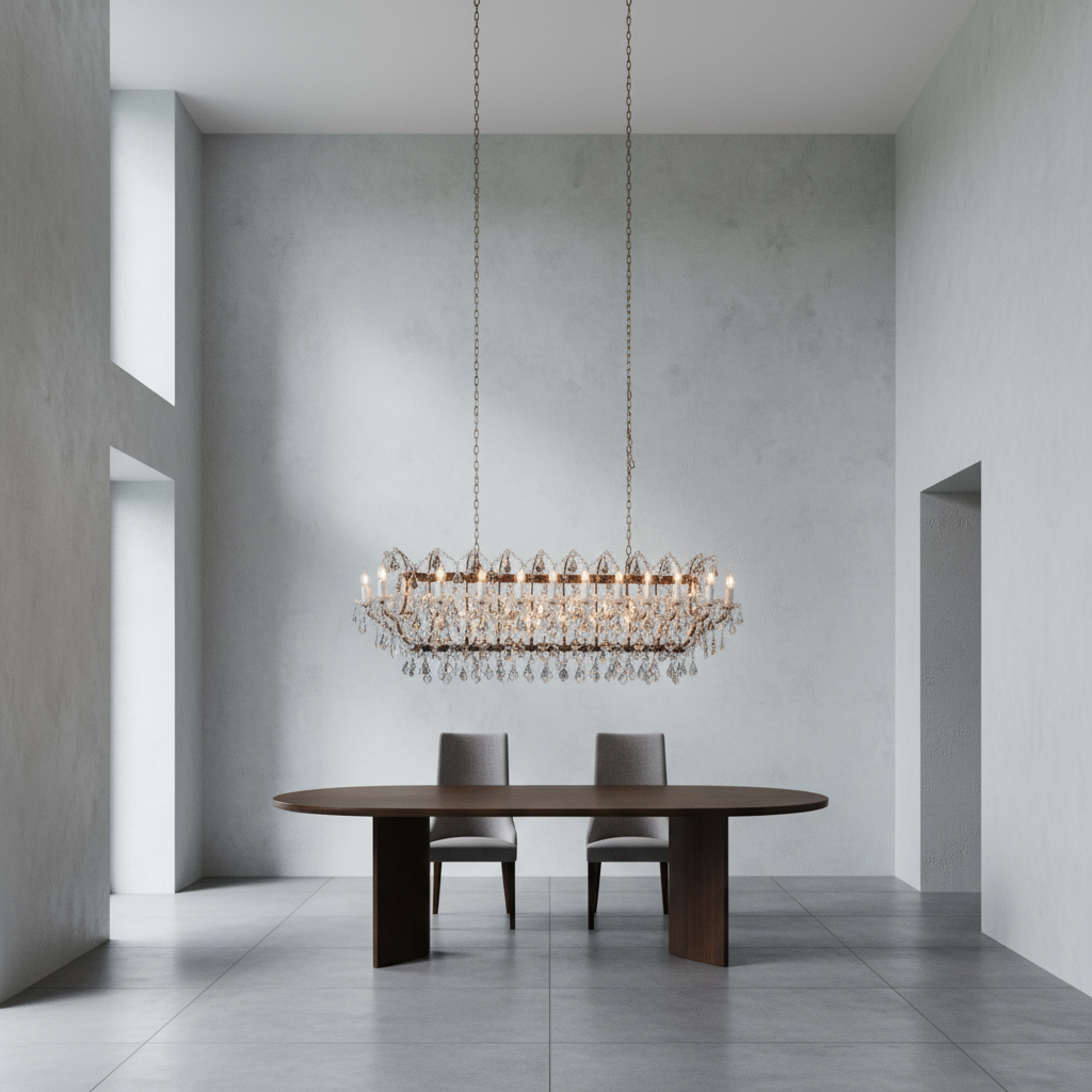 Luster Gaze Regal Grandeur Rectangular Chandelier - Background Shot