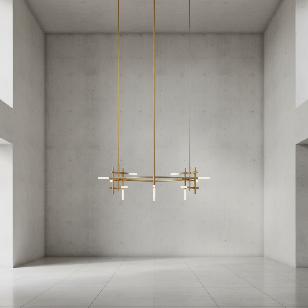 Luster Gaze Geometric Horizon Brass Chandelier - Background Shot
