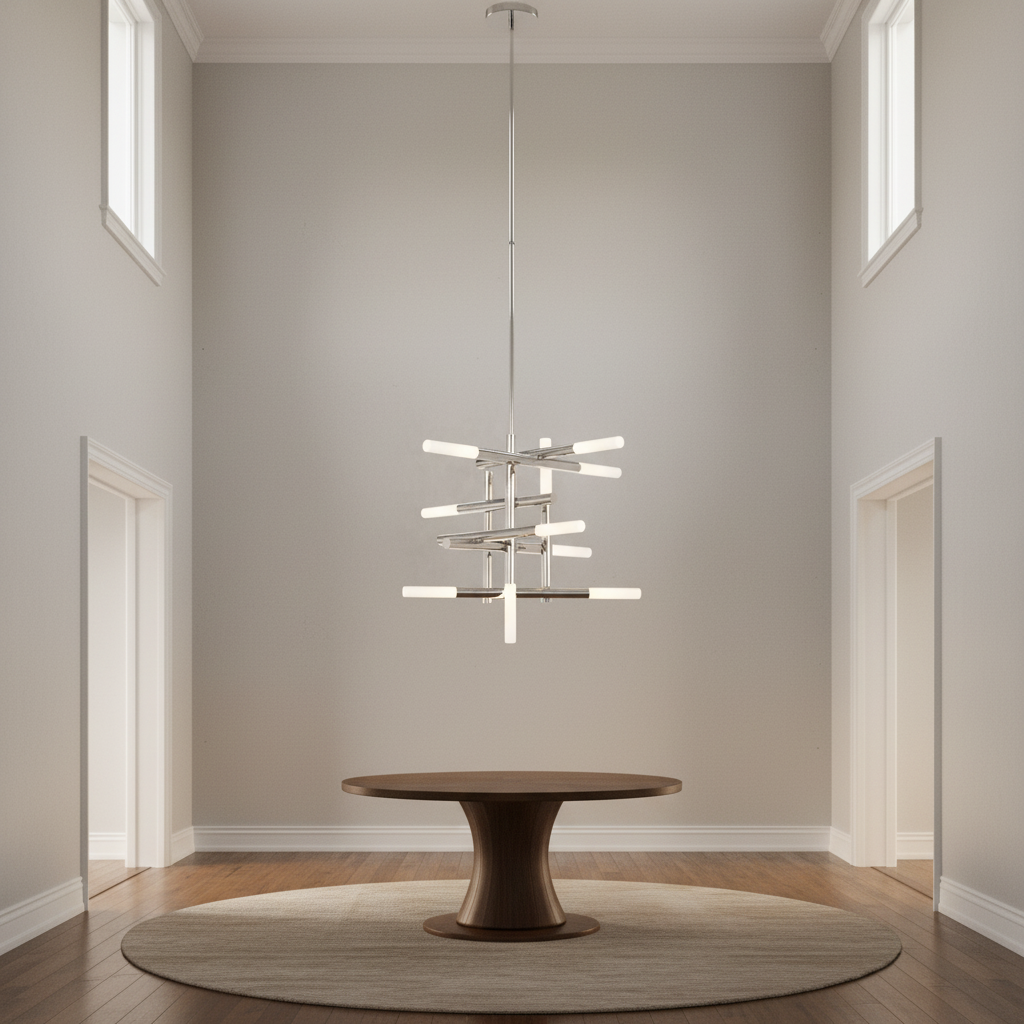 Luster Gaze Geometric Horizon Brass Chandelier - Background Shot