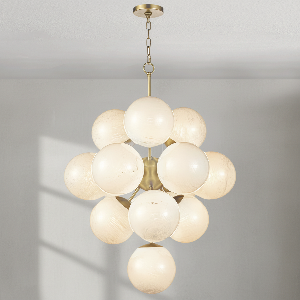 Luster Gaze Aura Swirl Glass Grand Chandelier - Background Shot