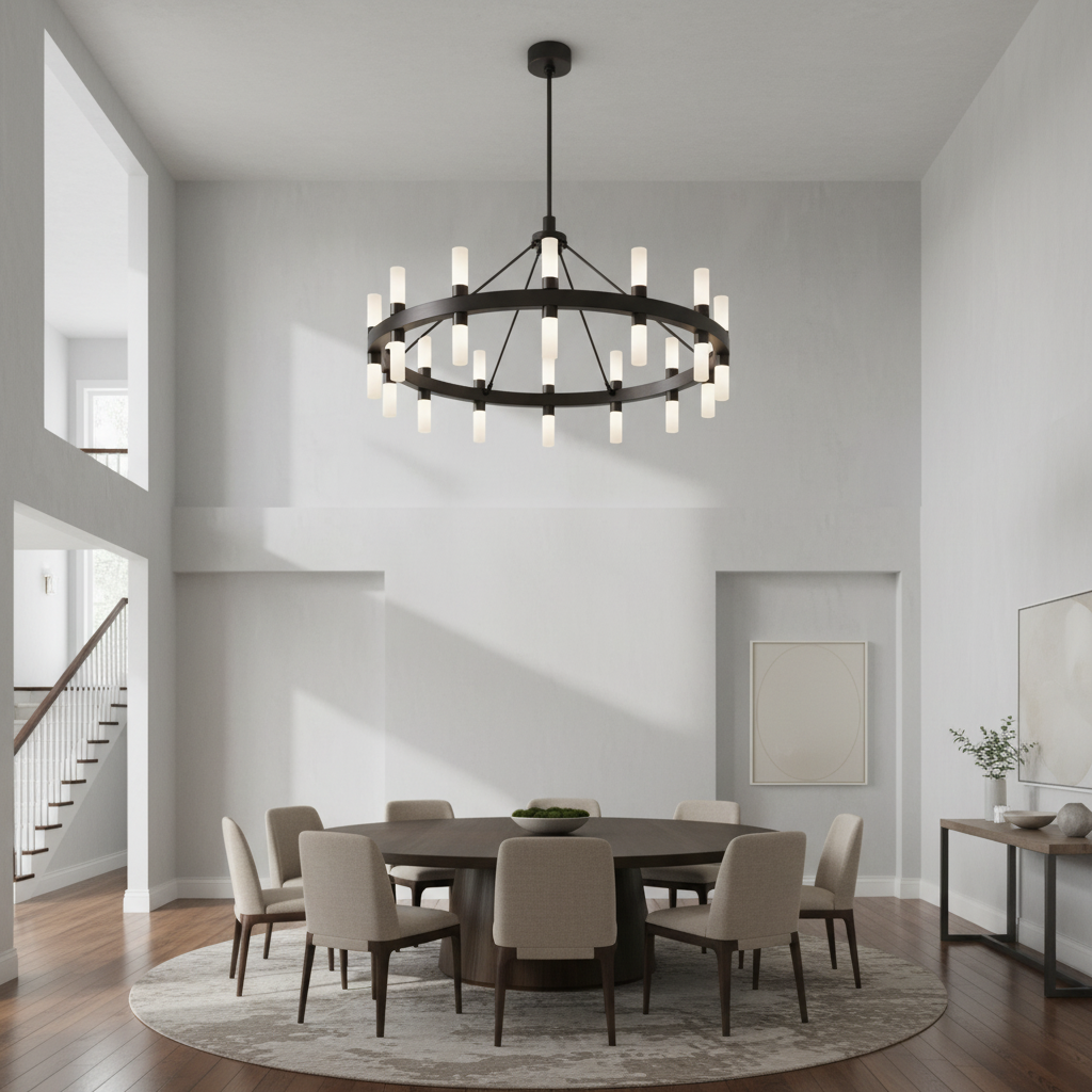 Luster Gaze Geometric Horizon Brass Chandelier - Background Shot
