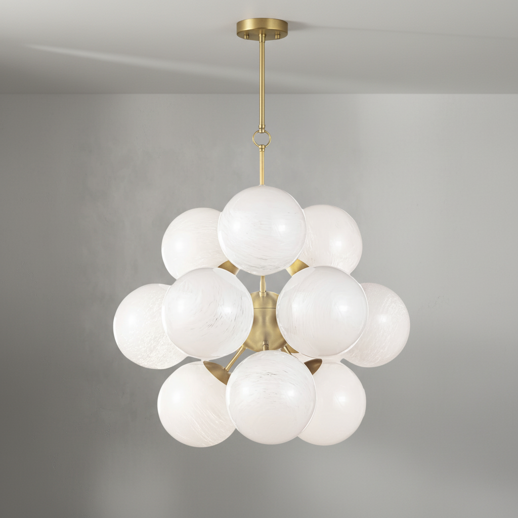 Luster Gaze Aura Swirl Glass Grand Chandelier - Background Shot