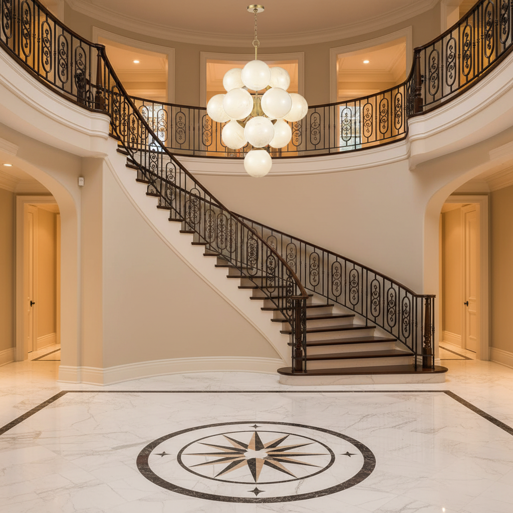 Luster Gaze Aura Swirl Glass Grand Chandelier - grand American foyer with two-story ceiling