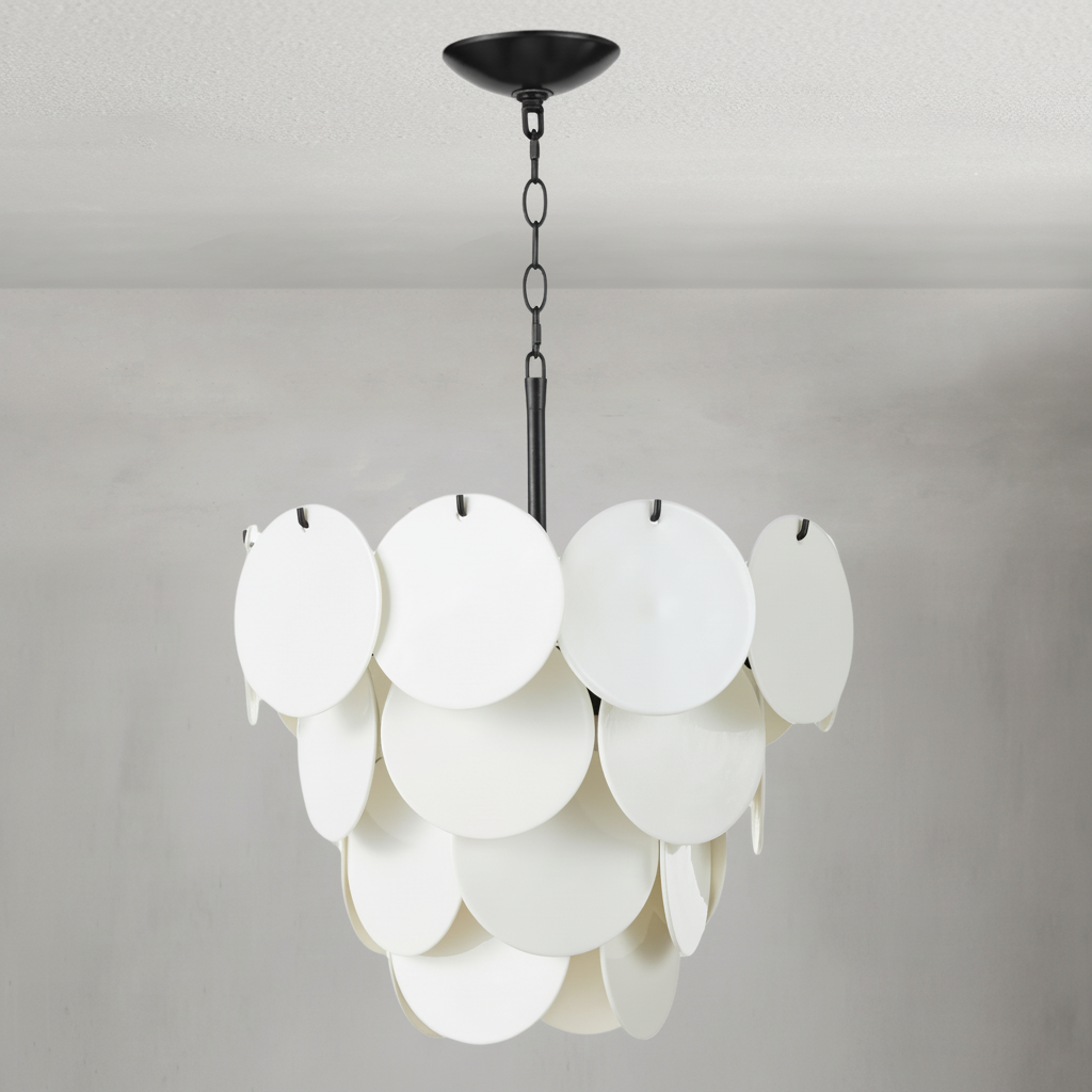 Luster Gaze Aura Cascade White Glass Chandelier - Background Shot