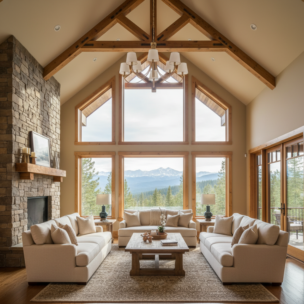 Luster Gaze Coastal Weave 8-Light Chandelier - American transitional great room with cathedral ceiling