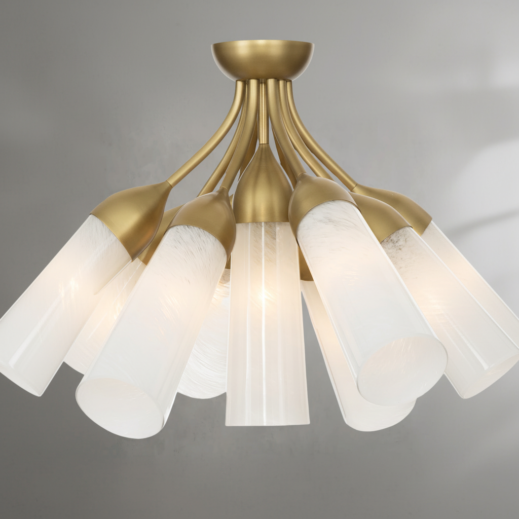 Luster Gaze Veridian Bloom 9-Light Chandelier - Background Shot