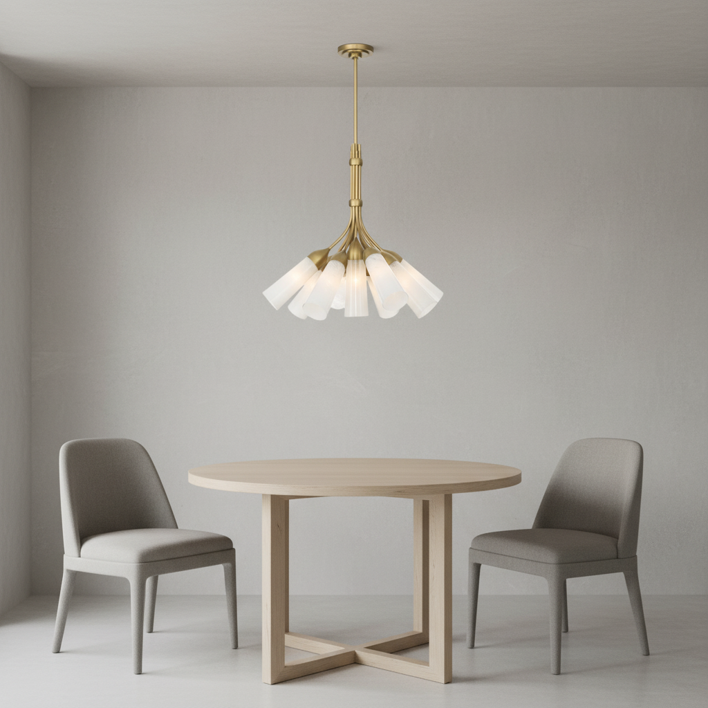 Luster Gaze Veridian Bloom 9-Light Chandelier - Background Shot