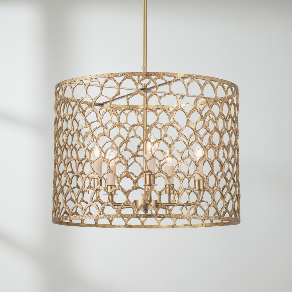 Luster Gaze Radiant Brass Ethereal Chandelier - Background Shot