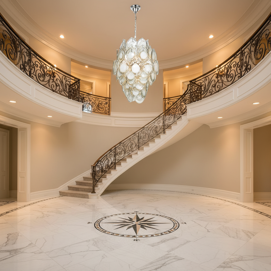 Luster Gaze Ethereal Cascade Chandelier - grand American foyer with two-story ceiling