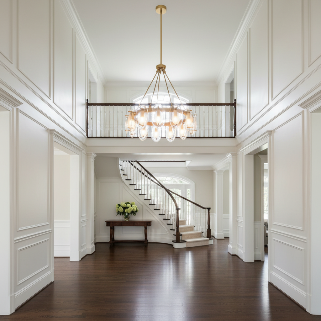 Luster Gaze Radiant Bloom 12-Light Chandelier - elegant American entryway with arched doorway