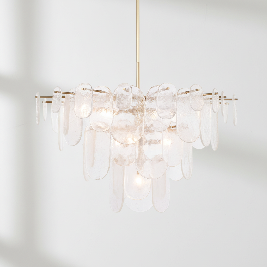 Luster Gaze Radiant Cascade Polished Nickel Chandelier - Background Shot
