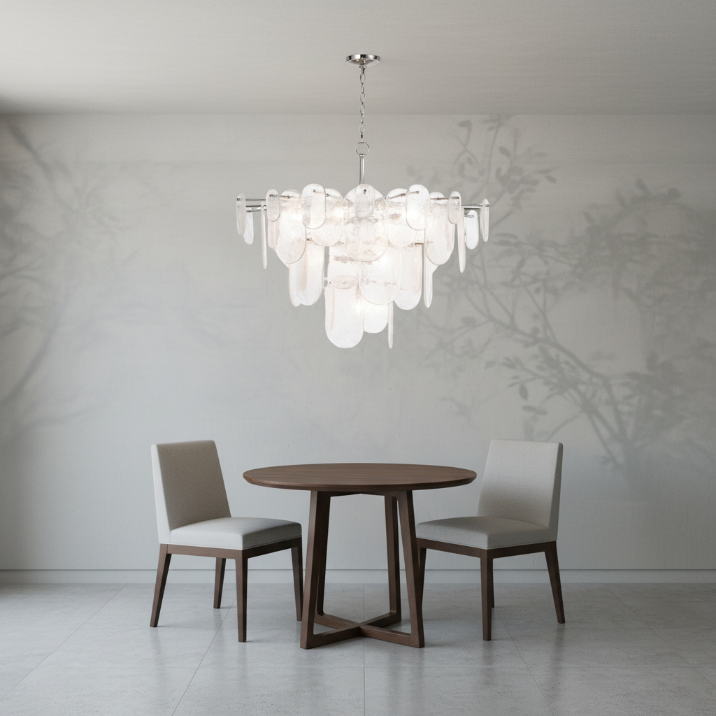 Luster Gaze Radiant Cascade Polished Nickel Chandelier - Background Shot