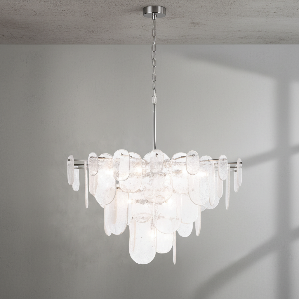 Luster Gaze Radiant Cascade Polished Nickel Chandelier - Background Shot
