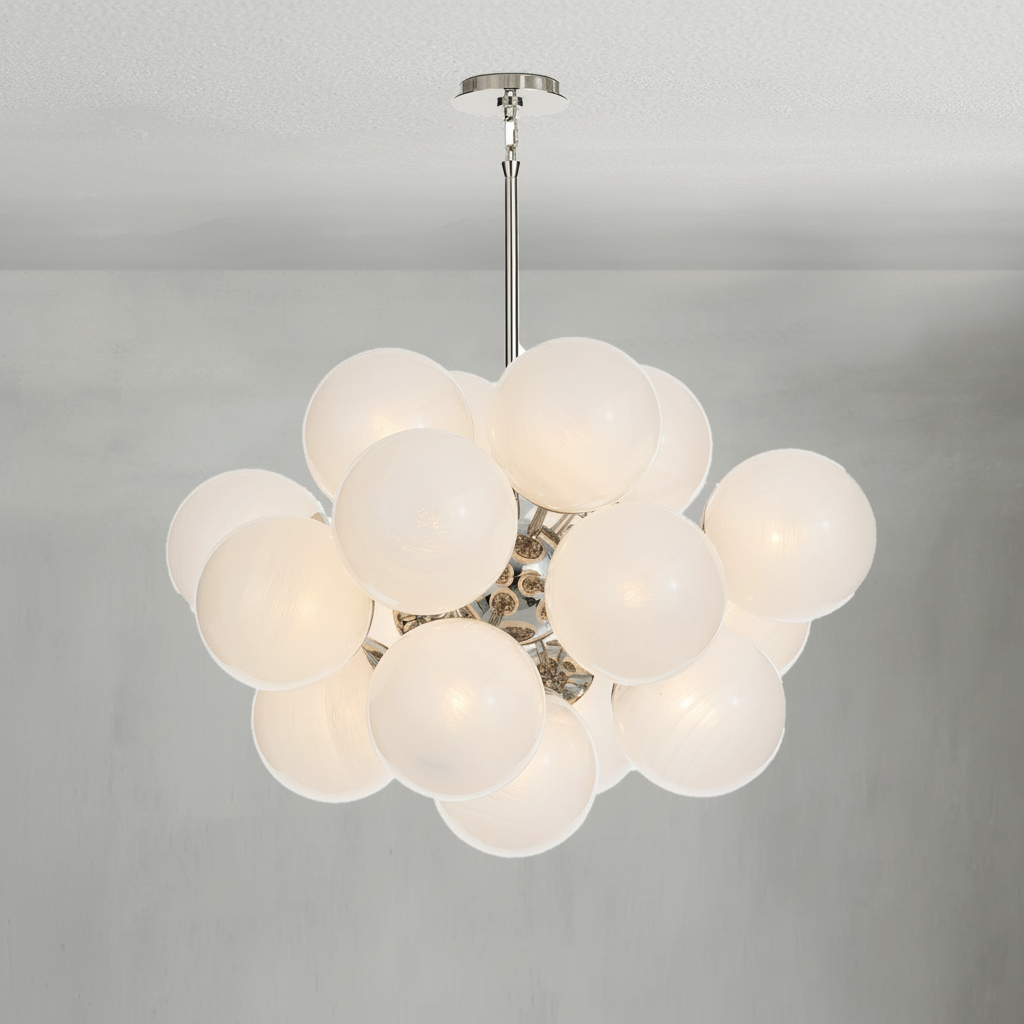 Luster Gaze Celestial Orb Nickel Chandelier - Background Shot