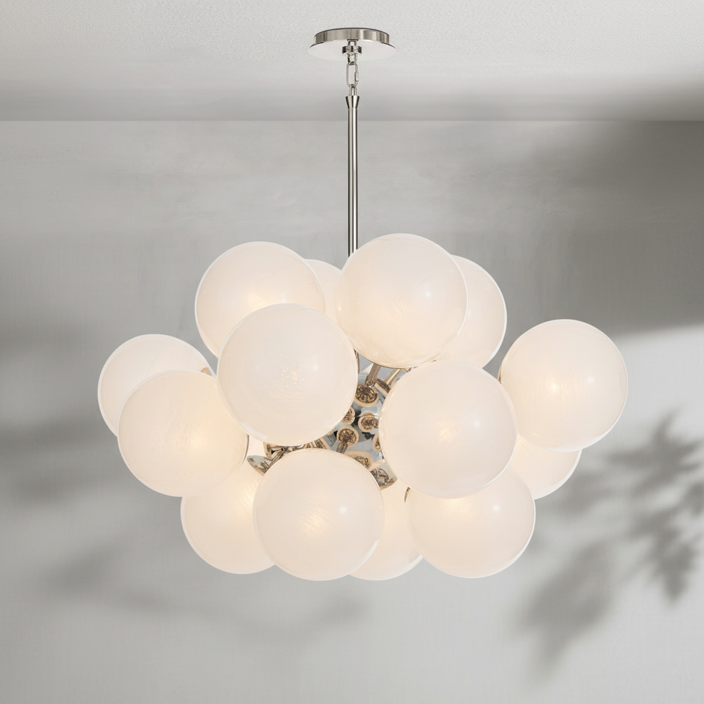 Luster Gaze Celestial Orb Nickel Chandelier - Background Shot