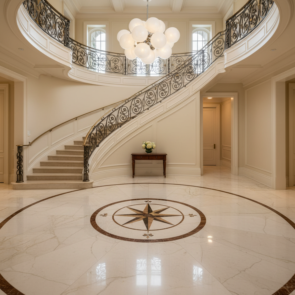Luster Gaze Celestial Orb Nickel Chandelier - grand American foyer with two-story ceiling