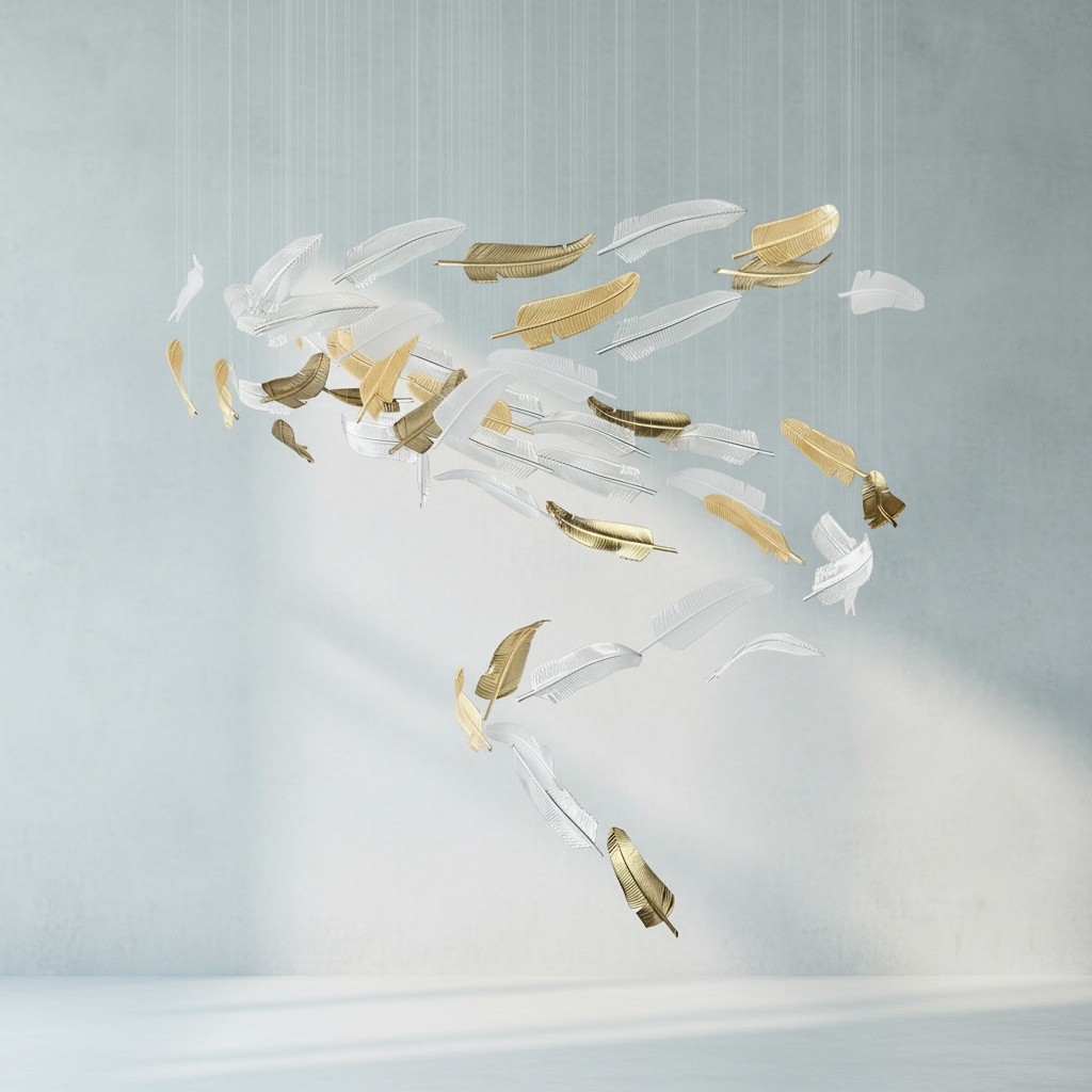 Luster Gaze Ethereal Plume Glass Chandelier - Background Shot