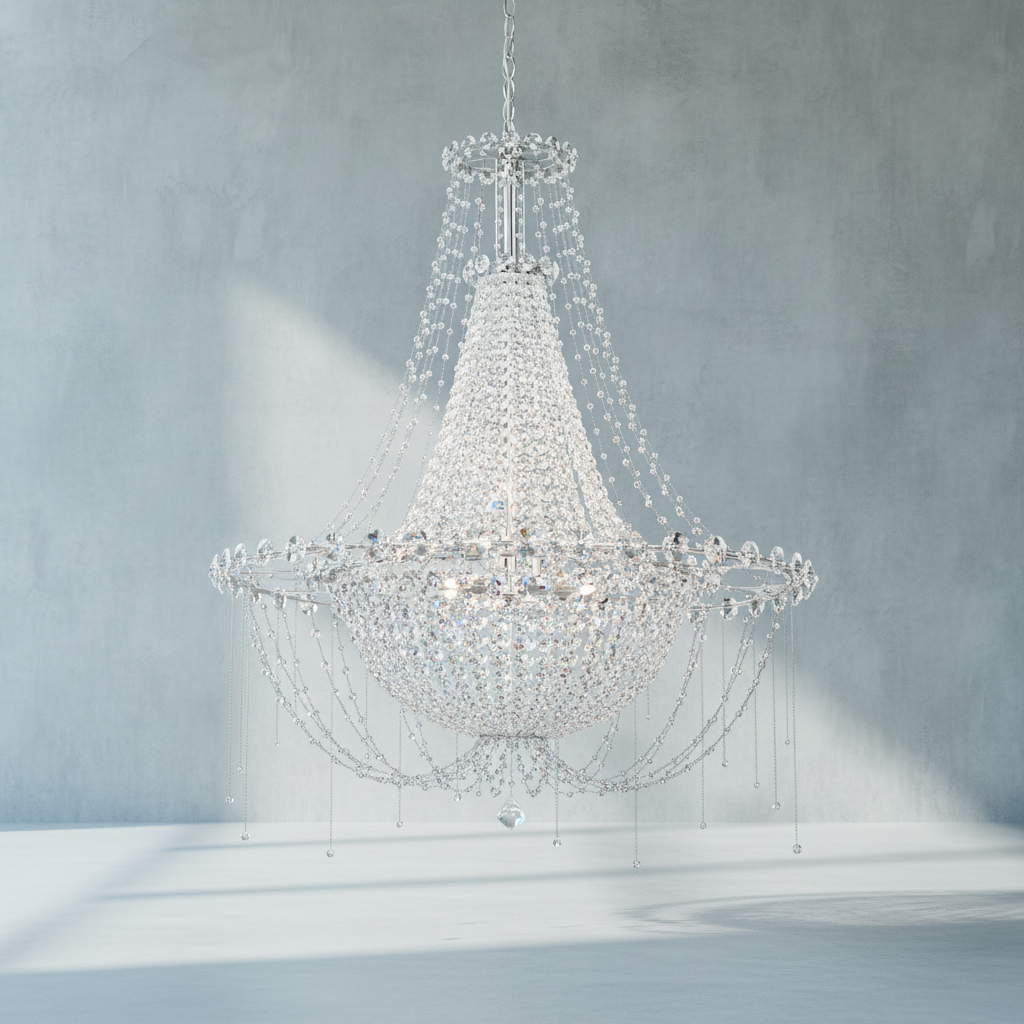 Luster Gaze Radiant Cascade Crystal Chandelier - Background Shot